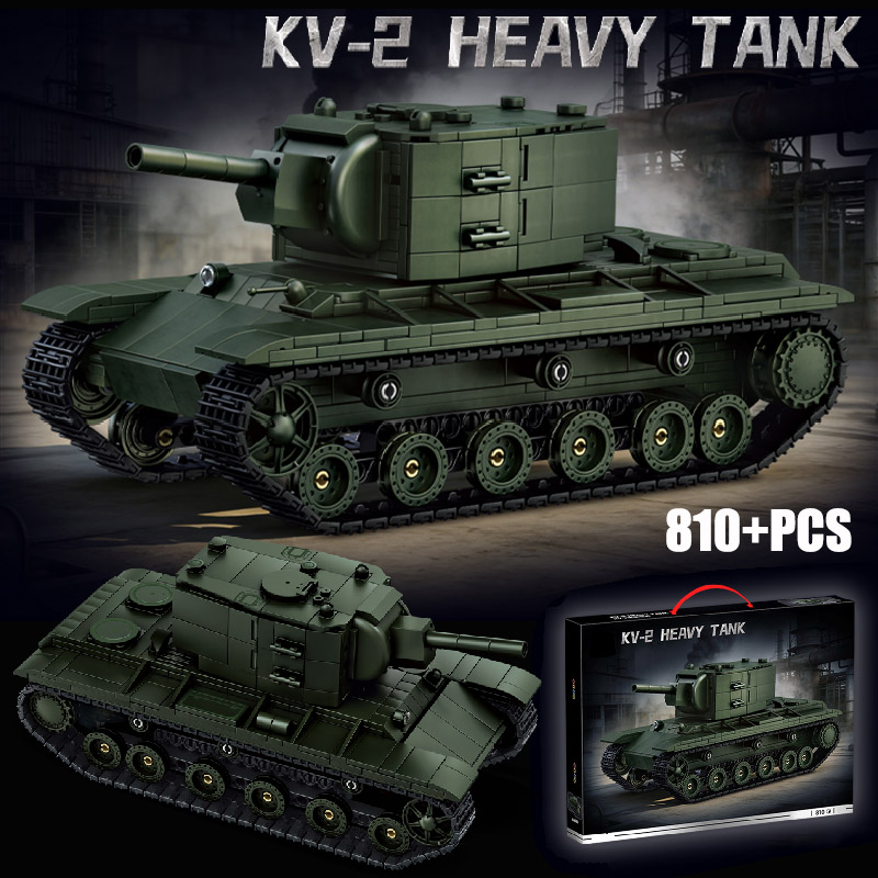 Lego Compatible Military Tank - Modèle de char lourd soviétique KV-2