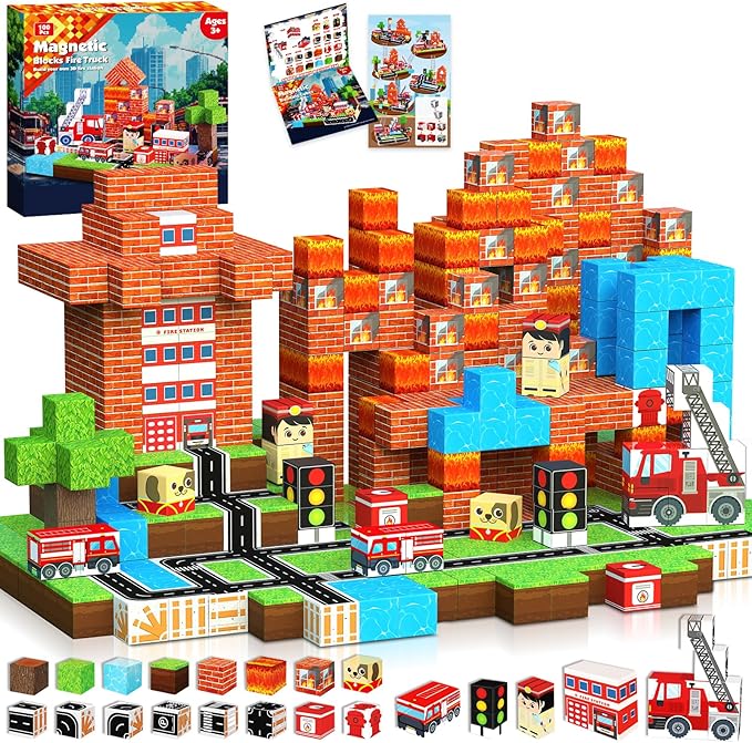 Magnetic Building Tiles Set 100Pcs - Blocs magnétiques 100 pièces construire un
