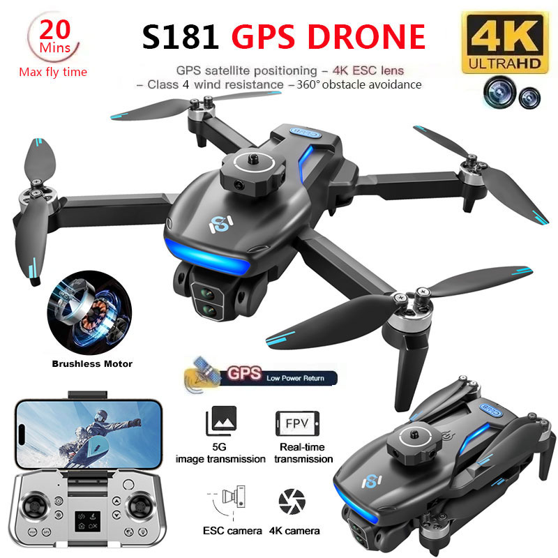 Fpv Brushless Rc Drone 4K - Drone professionnel S33 GPS 4K HD